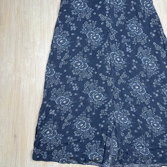 Madewell Indigo Blue Tie Back Button Front Archival Floral Print Midi Dress 8 - Picture 6 of 16